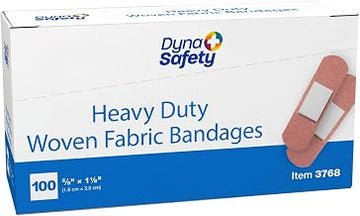 Dynarex Sterile Adhesive Heavy Duty Woven Fabric Bandages - 5/8" x 1.5" Flexible Wound Dressing for Minor Cuts, Secure Fit with Non-Stick Pad, 100 per Box