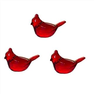 3 Pcs Acrylic Cardinal Figurine Home Decor Glass Red Bird Statue for Illuminated Display Home Décor Accents （Red）