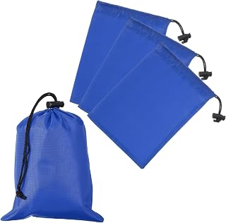 Drawstring Bag with Toggle, Stuff Sack String Waterproof Travel Storage Bags Cinch Stuff Pouch -Fitting for (Gym/Traveling/Hiking/Yoga/Office/Shoes) 6 x 8 & 4 Pack & Sapphire Blue