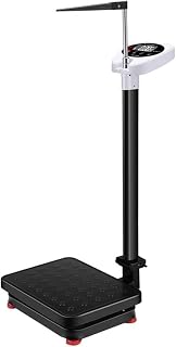 Digital Bathroom Scale with Height Measurement, LCD Display for Accurate Body Weight and Tracking (Black)