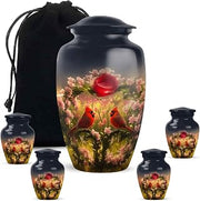 Cardinal Red Cremation Urn Combo, 1 Large 4 Keepsake Memorial Ashes Set