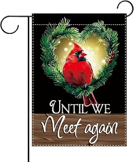 Cardinal Memorial Decorative Garden Flag, Until We Meet Again Red