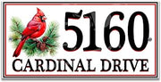 Red Cardinal Ceramic House Tile, Cardinal Bird Themed House Numbers Plaque