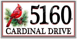 Red Cardinal Ceramic House Tile, Cardinal Bird Themed House Numbers Plaque