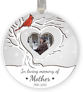 Memorial Christmas Ornament, Cardinal Photo Keepsake, Sympathy Loss Gift