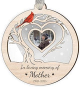 Memorial Cardinal Ornament Photo Keepsake Christmas Sympathy Gift for Loss