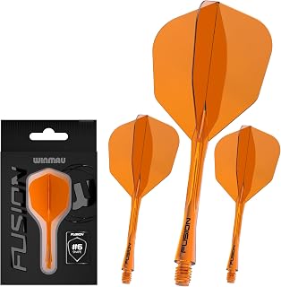 Winmau Darts Fusion Integrated Flight & Shaft System - No.6 Shape and Design - Available in Short, Intermediate & Medium - Black, Yellow and Clear