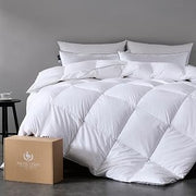 Pacific Coast Premium Goose Down Fiber Comforter Queen Size, 420TC 100% Australian Cotton Shell, All-Season Comforter with Hidden Baffle Box & Double-Stitched Piping (90"x90")