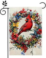 Spring Cardinal Bird Garden Flag Colorful Flowers Summer Welcome Yard Outdoor Flag 12x18 Inch Double Sided