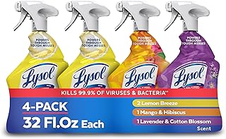 Lysol All Purpose Cleaner Spray, Lemon, Mango & Lavender, 32oz, 4 Pack