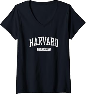 Womens Harvard IL J03 Vintage Athletic Sports Design V-Neck T-Shirt