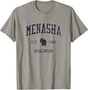Menasha WI JN1 Vintage Athletic Blue Design T-Shirt