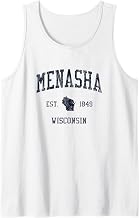 Menasha WI JN1 Vintage Athletic Blue Design Tank Top