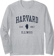 Harvard IL JN1 Vintage Athletic Blue Design Long Sleeve T-Shirt