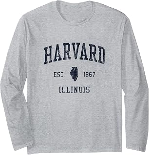 Harvard IL JN1 Vintage Athletic Blue Design Long Sleeve T-Shirt
