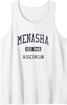 Menasha WI JN4 Vintage Athletic Blue Design Tank Top