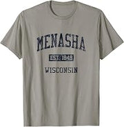 Menasha WI JN4 Vintage Athletic Blue Design T-Shirt