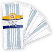 Arm & Hammer Pure Cotton Kitchen Towel Set, Classic Stripe & Farmhouse Stripe, 6 Pack, 100% Cotton, Absorbent, Quick Dry, Low Lint, 18" x 28", Teal