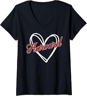 Womens Harvard Heart Men Women Kid Vintage V-Neck T-Shirt