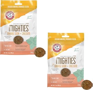 Arm & Hammer Mighties Treadz Dental Dog Treats, Puffer, Mint, 7 Ct, 2-Pk