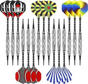 Darts Plastic Tip - 15 Pack Soft Tip Darts Set for Electronic Dartboard - 18 Grams Soft Darts Set with 100 Extra Dart Tips, Aluminum Shafts, Dart Flights, Flight Protectors and Rubber O-Rings