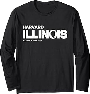 Harvard Illinois State Roots Typography Design Long Sleeve T-Shirt