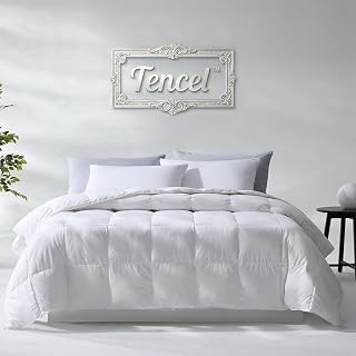 Pacific Coast Lightweight Goose Feather and Down Fiber Comforter King Size, Breathable Duvet Insert for Summer and Hot Sleepers, Natural Cooling Tencel Lyocell Shell, 8 Corner Tabs, White, 106x90