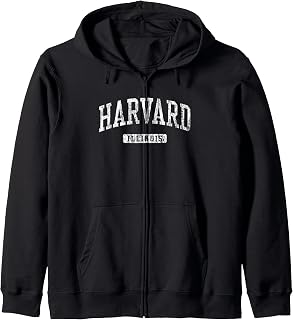 Harvard IL J03 Vintage Athletic Sports Design Zip Hoodie