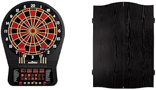 Bundle of Arachnid Cricket Pro 670 Tournament-Quality Dartboard with Black Cabinet