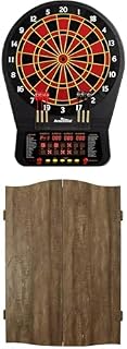 Bundle of Arachnid Cricket Pro 670 Tournament-Quality Dartboard with Tan Cabinet