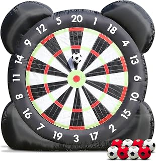 10FT Inflatable Soccer Darts Game with 8 Balls & Built-in 350W Blower