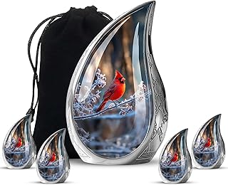 Teardrop Small Cardinal Urns - Cremation Urns for Women Set of 5, 10" & 3"