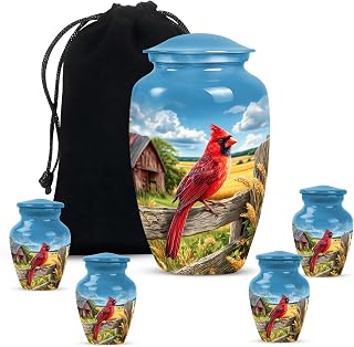 Small Red Cardinal Urns - Cremation Urns for Human Ashes