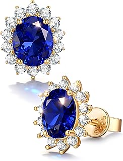 2.4 Cttw Lab Grown Royal Blue Sapphire Earrings, GRC Certified