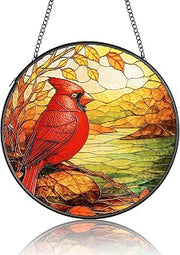 Red Cardinal Stained Window Hanging Suncatcher Sympathy Memorial Gift