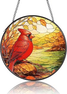 Red Cardinal Stained Window Hanging Suncatcher Sympathy Memorial Gift