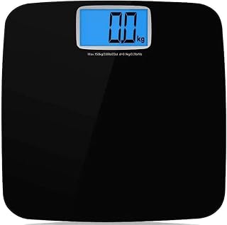 Digital Bathroom Scale, Waterproof Anti SkidBlack Highly Accurate Body Weight Scale with Round Corner Design, Measures Weight up to 330 lbs, Easy-to-Read Backlit LCD(Black)