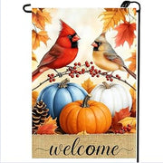 Welcome Fall Pumpkin Cardinal Garden Flags 12x18 Double Sided for Outside