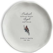 Personalized Memorial Ceramic Plate, Cardinals Appear When Angels Are Near