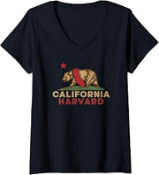 Women's Harvard California Vintage Bear Retro State Pride V-Neck T-Shirt