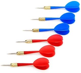 BBG Set of 6 Red & Blue Plastic Steel Tip Brass Balloon Darts - Great for Parties & Events!