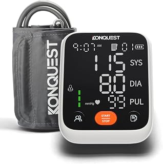 KONQUEST Blood Pressure Monitor, Upper Arm, Accurate Cuff 8 ½ ” - 16 ½” Monitor with Large LED Display, 2 Users 398 Sets Memory & HR Detection, Digital BP - Tensiometro Digital