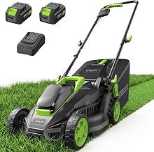 Steelite Cordless Lawn Mower, 20V Battery Powered Lawn Mower 13 Inch with 2 x 4.0Ah Batteries & Charger, Brushless Electric Lawn Mower, Up to 50 Min Runtime