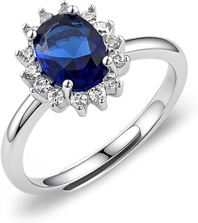Sapphire Rings for Women Silver Adjustable Engagement Rings