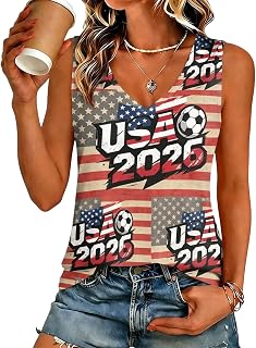 USA World Cup Soccer Jersey 2026 Womens Tank Tops Jersey for Fans American World Soccer Cup Funny Graphic Sleeveless Shirts Playeras Del Mundial 2026