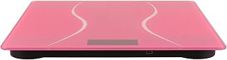 Intelligent Electronic Body Weight Scale for Home and Bathroom Use with USB Rechargeable Battery and Tempered Glass Surface, Compact Pink Digital Scale with Accurate Weight