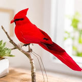 Cardinal Bird Figurine with Realistic Feathered Look, Artificial Decorative Ornament for Floral Displays, Craft Projects, Photo Styling, and Home Accents, 13 * 4.5 * 3.5cm