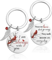Red Cardinal Keychain Stainless Steel Dual Sided