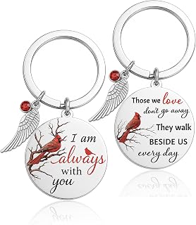 Red Cardinal Keychain Stainless Steel Dual Sided