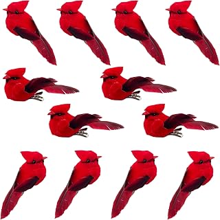 2.7-Inch Artificial Red Cardinal Birds Christmas Tree Clip-on Ornaments